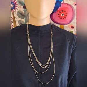 Fossil Silver Multi-Strand Long Necklace